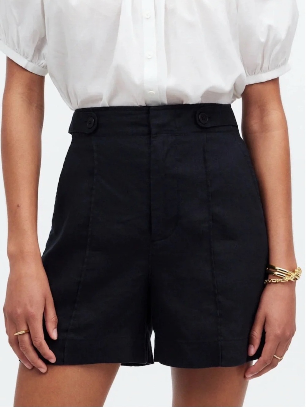 High-Waist Black Linen Blend Madewell Shorts